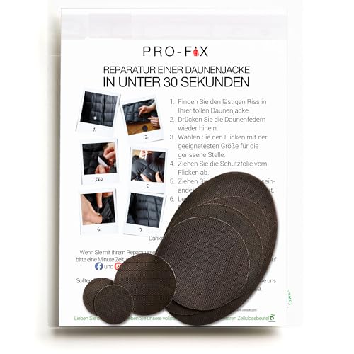 PRO FIX: Einfach zu verwendende Flicken-Sets für Daunenjacken - Selbstklebende, wasserfeste, reißfeste Flicken zur Reparatur von Kleidung, Schlafsäcken, Zelten, Outdoor-Ausrüstung - Dunkelbraun PRO FIX: Einfach zu verwendende Flicken-Sets für Daunenjacken - Selbstklebende, wasserfeste, reißfeste Flicken zur Reparatur von Kleidung, Schlafsäcken, Zelten, Outdoor-Ausrüstung - Dunkelbraun von DJR