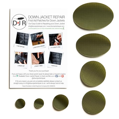 Reparatur-Flicken-Set für Daunenjacken, selbstklebend, 17 Farben, olivgrün Reparatur-Flicken-Set für Daunenjacken, selbstklebend, 17 Farben, olivgrün von DJR