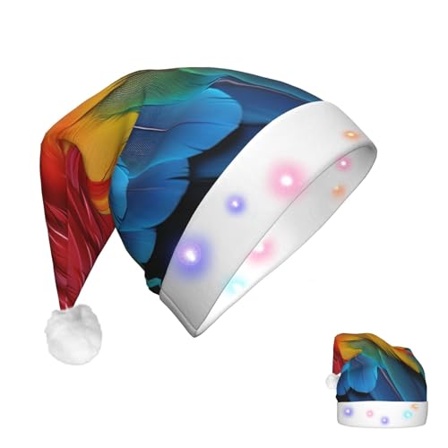 DJUETRUI Fantastische leuchtende Papageienfeder-Weihnachtsmannmütze für Erwachsene, weiche Plüsch-Weihnachtsmannmütze mit LED-Lichtern DJUETRUI Fantastische leuchtende Papageienfeder-Weihnachtsmannmütze für Erwachsene, weiche Plüsch-Weihnachtsmannmütze mit LED-Lichtern von DJUETRUI