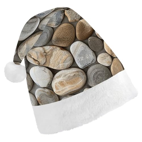 DJUETRUI Lustige Weihnachtsmannmütze mit rundem Kieselstein-Muster für Erwachsene, Weihnachtsmannmütze aus weichem Plüsch, bequem von DJUETRUI