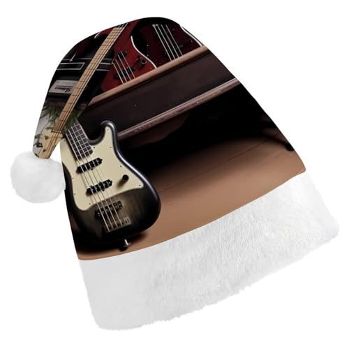 DJUETRUI Lustiger Weihnachtsmannhut für Erwachsene, Gitarre, Bass, Musikinstrumente, Weihnachtshüte für Erwachsene, weiche Plüsch-Weihnachtsmannmütze DJUETRUI Lustiger Weihnachtsmannhut für Erwachsene, Gitarre, Bass, Musikinstrumente, Weihnachtshüte für Erwachsene, weiche Plüsch-Weihnachtsmannmütze von DJUETRUI