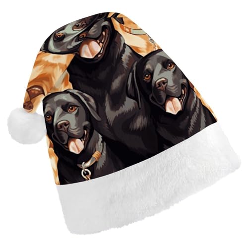 DJUETRUI Lustiger Weihnachtsmannhut für Erwachsene, Labrador Retriever, weicher Plüsch-Weihnachtshut von DJUETRUI