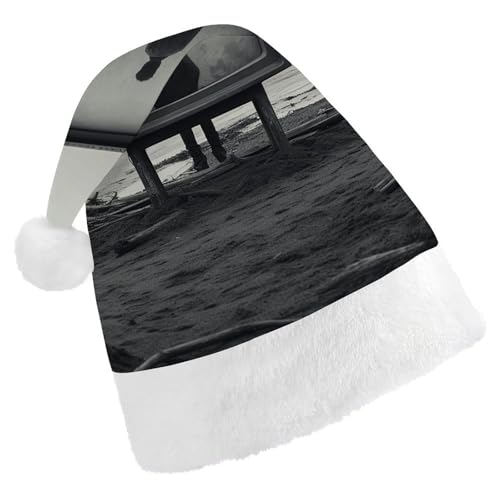 DJUETRUI Lustiger Weihnachtsmannhut für Erwachsene aus weichem Plüsch, bequeme Weihnachtsmannmütze, Weihnachtsurlaubshut von DJUETRUI