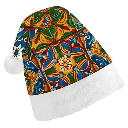 DJUETRUI Mexikanischer Weihnachtsmannhut aus Keramik, lustig, für Erwachsene, weiche und bequeme Plüsch-Weihnachtsmannmütze von DJUETRUI