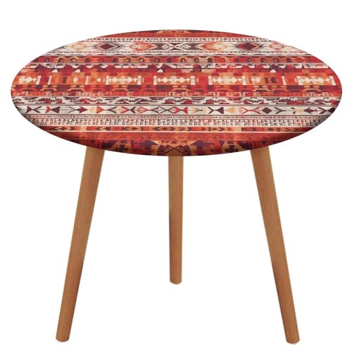 DJUETRUI Runde Tischdecke, Picknick-Tischdecke, wasserdicht, elastisch, abwischbar, für den Innen- und Außenbereich (passend für runde Tische von 99,8 - 130 cm) von DJUETRUI