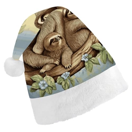 DJUETRUI Weihnachtsmannhut, lustiger Faultier-Hut für Erwachsene, Weihnachtsmannmütze, weicher Plüsch, bequeme Weihnachtsmütze DJUETRUI Weihnachtsmannhut, lustiger Faultier-Hut für Erwachsene, Weihnachtsmannmütze, weicher Plüsch, bequeme Weihnachtsmütze von DJUETRUI