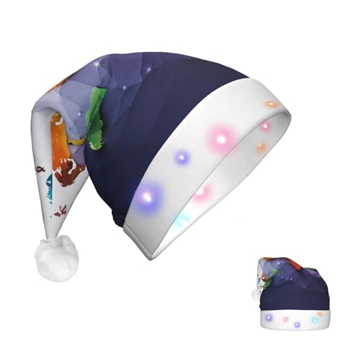 DJUETRUI Weihnachtsmannmütze mit Beleuchtung, Weihnachtsweltkarte, Weihnachtsmützen für Erwachsene, weiche Plüsch-Weihnachtsmannmütze mit LED-Lichtern DJUETRUI Weihnachtsmannmütze mit Beleuchtung, Weihnachtsweltkarte, Weihnachtsmützen für Erwachsene, weiche Plüsch-Weihnachtsmannmütze mit LED-Lichtern von DJUETRUI