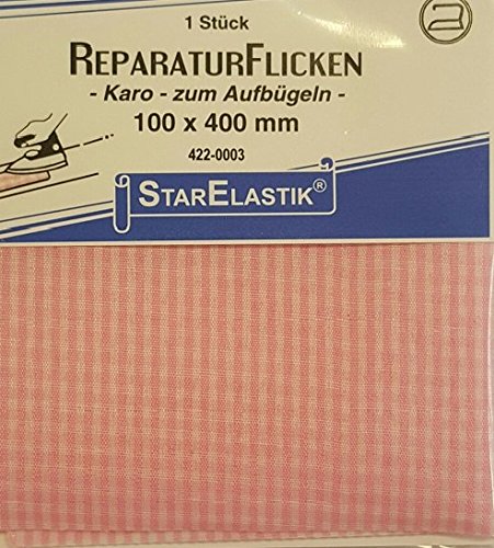 Reparatur Flicken *karo* 10 x 40cm zum Aufbügeln rosa von DK Collection