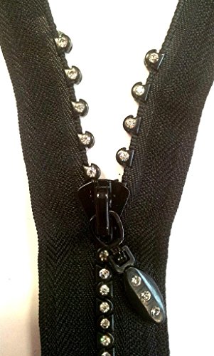STRASS Reißverschluss teilbar exklusiv 50cm schwarz Steingröße 3mm von DK Collection