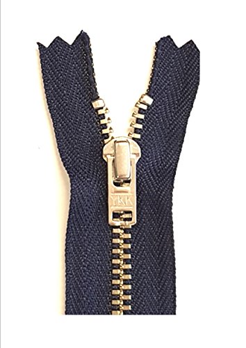 YKK Metall Hosen Reißverschluss 3mm Kette SILBER 14cm marineblau YKK Metall Hosen Reißverschluss 3mm Kette SILBER 14cm marineblau von DK Collection