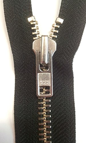 YKK Reißverschluss Metall teilbar 8mm *robust* Leder, Motorrad 70cm schwarz silber Verzahnung von yaco