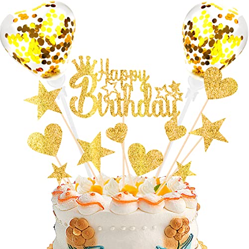 Happy Birthday Tortendeko Gold 13pcs Kuchen Deko Glitzer Sterne Cake Topper Kuchendeko Geburtstagstorte für Geburtstagsfeier Jubiläum Happy Birthday Tortendeko Gold 13pcs Kuchen Deko Glitzer Sterne Cake Topper Kuchendeko Geburtstagstorte für Geburtstagsfeier Jubiläum von DKBT