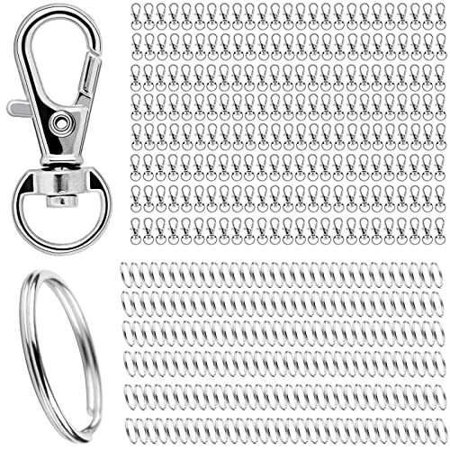 Schlüsselring Edelstahl Klein 400 Stück Karabiner Schlüsselanhänger Basteln Selber Machen Ringe Karabinerhaken mit Drehgelenk(Silber) von DKBT