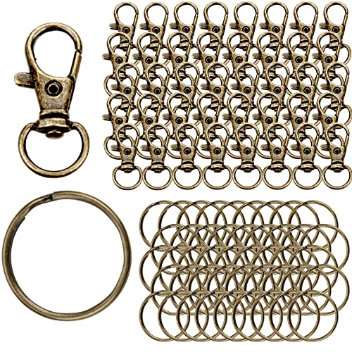 Schlüsselring Edelstahl Klein 80 Stück Karabiner Schlüsselanhänger Basteln Selber Machen Ringe Karabinerhaken mit Drehgelenk(Bronze) von DKBT