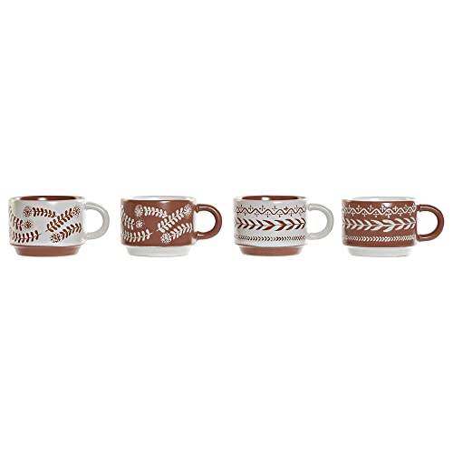 DKD Home Decor Terrakotta Weiß Steingut (10 x 7,5 x 5 cm) (150 ml) (4 Stück) (Referenz: S3025877) von DKD Home Decor