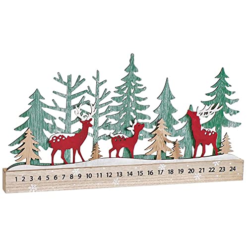 DKD Home Decor Weihnachtslandschaft, Adventskalender, Holz, 40 x 22 cm, 2 Modelle von DKD Home Decor