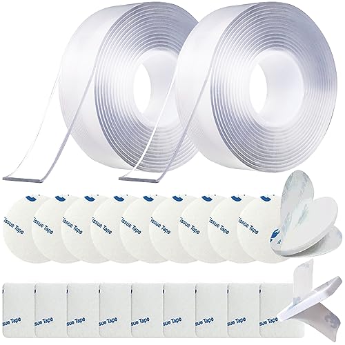 DKDDSSS 22 Pcs Doppelseitiges Klebeband Extra Stark, Nano Tape Doppelseitig Klebeband Transparent Klebestreifen Doppelseitig Spurlos für Teppich, Foto Wand, Küche, Zuhause, Auto oder Outdoor von DKDDSSS