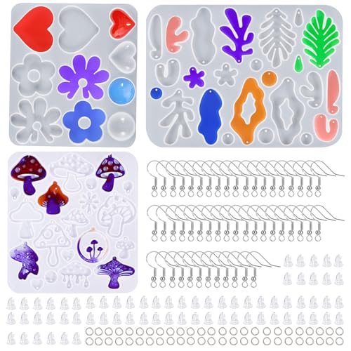 DKDDSSS 3 Stück Epoxidharz Formen Silikon Ohrring, Harz Schmuckformen, Schmuck Gießform Silikon, Silikonformen Epoxidharz, DIY Epoxidharz Formen für Schmuckherstellung von DKDDSSS
