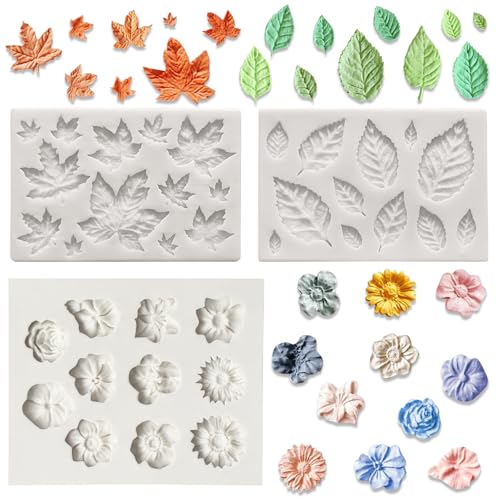 DKDDSSS 3 Stücke Silikonform Blumen, 3D Blume Silikon Seifen Form, Mini Rosen Kleine Gänseblümchen Silikonform, für Fudge Schokolade Kuchen Dessertdekoration Seife von DKDDSSS