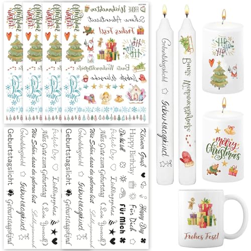 DKDDSSS 6 Kerzen Tattoo Weihnachten, Weihnachten Tattoofolie, Kerzentattoo, Kerzenfolie, Happy New Year Auf Wasserschiebefolie DIY Kerzen mit Spruch Deko Stabkerzen Tischdeko DKDDSSS 6 Kerzen Tattoo Weihnachten, Weihnachten Tattoofolie, Kerzentattoo, Kerzenfolie, Happy New Year Auf Wasserschiebefolie DIY Kerzen mit Spruch Deko Stabkerzen Tischdeko von DKDDSSS