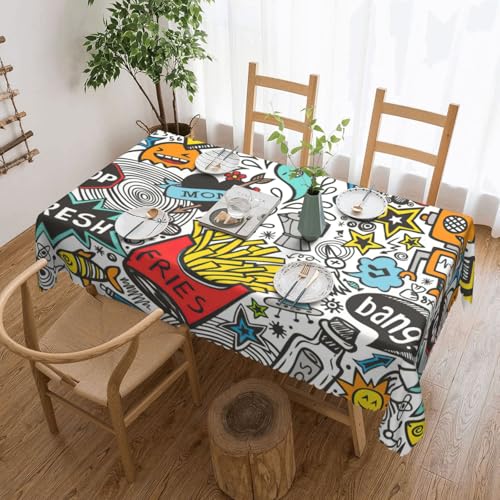 DKGOHLP Comic Art Print Tischdecke, knitterfrei, Esstisch, für Tische für Weihnachtsfeiern, 137 x 183 cm DKGOHLP Comic Art Print Tischdecke, knitterfrei, Esstisch, für Tische für Weihnachtsfeiern, 137 x 183 cm von DKGOHLP