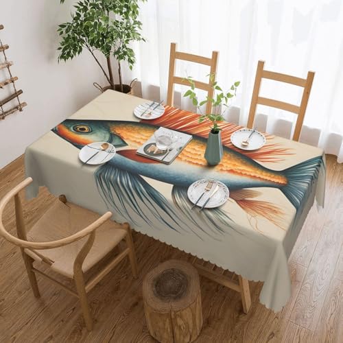 DKGOHLP Safflower Tischdecke mit fliegendem Fisch-Druck, knitterfrei, für Tische für Weihnachtsfeiern, 137 x 183 cm DKGOHLP Safflower Tischdecke mit fliegendem Fisch-Druck, knitterfrei, für Tische für Weihnachtsfeiern, 137 x 183 cm von DKGOHLP