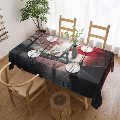 DKGOHLP Tischdecke, Motiv: Eiffelturm mit rotem Regenschirm, knitterfrei, für Tische für Weihnachtsfeiern, 137 x 183 cm DKGOHLP Tischdecke, Motiv: Eiffelturm mit rotem Regenschirm, knitterfrei, für Tische für Weihnachtsfeiern, 137 x 183 cm von DKGOHLP