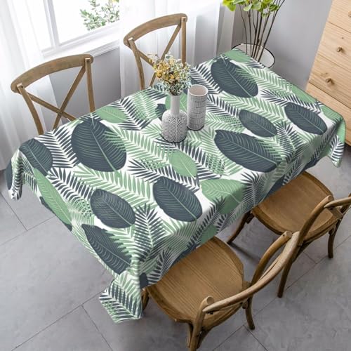 DKGOHLP Tischdecke, Motiv: grüne tropische Blätter, wasserdicht, 89 x 140 cm, rechteckige Tischdecke, wiederverwendbar, Tischdecke für Esszimmer von DKGOHLP