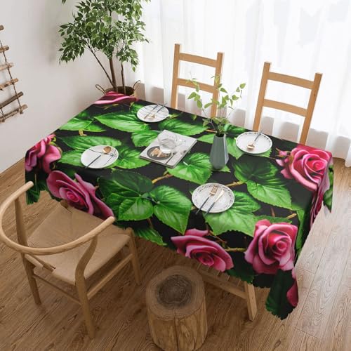 DKGOHLP Tischdecke mit Blumenmuster, Efeu mit Blättern, Frühlingsdruck, knitterfrei, Esstischtuch für Tische für Weihnachtsfeiern, 137 x 183 cm von DKGOHLP