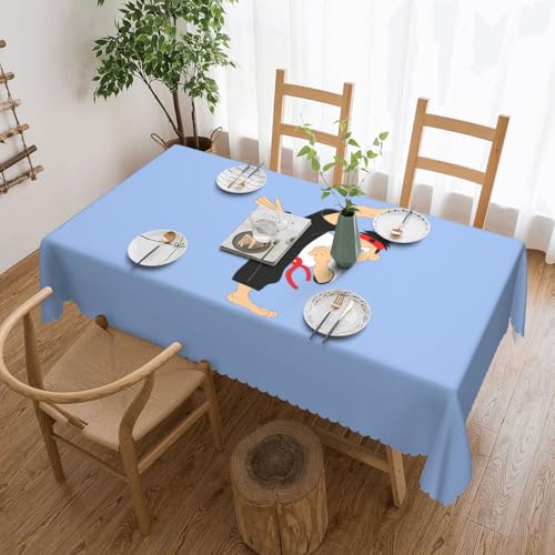 DKGOHLP Tischdecke mit Cartoon-Karate-Druck, knitterfrei, für Tische für Weihnachtsfeiern, 137 x 183 cm von DKGOHLP