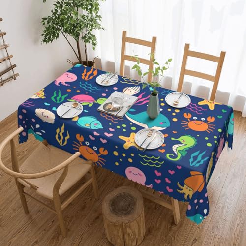 DKGOHLP Tischdecke mit Cartoon-Seefisch-Druck, 137 x 183 cm, knitterfrei, Esstischtuch für Tische für Weihnachtsfeiern DKGOHLP Tischdecke mit Cartoon-Seefisch-Druck, 137 x 183 cm, knitterfrei, Esstischtuch für Tische für Weihnachtsfeiern von DKGOHLP