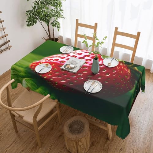 DKGOHLP Tischdecke mit Erdbeer-Druck, knitterfrei, für Tische für Weihnachtsfeiern, 137 x 183 cm von DKGOHLP