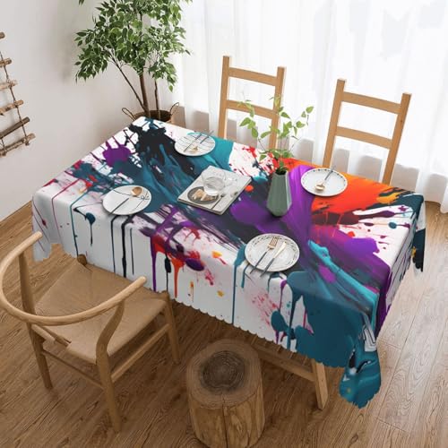DKGOHLP Tischdecke mit Farbspritzer-Druck, 137 x 183 cm, knitterfrei, Esstischtuch für Tische für Weihnachtsfeiern DKGOHLP Tischdecke mit Farbspritzer-Druck, 137 x 183 cm, knitterfrei, Esstischtuch für Tische für Weihnachtsfeiern von DKGOHLP