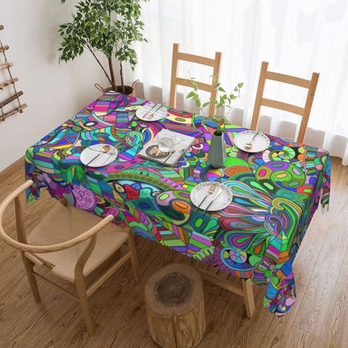 DKGOHLP Tischdecke mit Graffiti-Druck, 137 x 183 cm, knitterfrei, Esstischtuch für Tische für Weihnachtsfeiern DKGOHLP Tischdecke mit Graffiti-Druck, 137 x 183 cm, knitterfrei, Esstischtuch für Tische für Weihnachtsfeiern von DKGOHLP