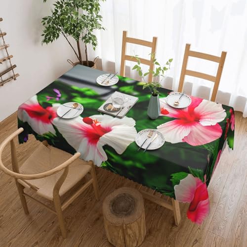 DKGOHLP Tischdecke mit Hibiskusblumen-Druck, 137 x 183 cm, knitterfrei, Esstischtuch für Tische für Weihnachtsfeiern DKGOHLP Tischdecke mit Hibiskusblumen-Druck, 137 x 183 cm, knitterfrei, Esstischtuch für Tische für Weihnachtsfeiern von DKGOHLP