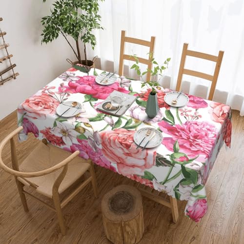 DKGOHLP Tischdecke mit Pfingstrosen-Motiv, knitterfrei, für Tische für Weihnachtsfeiern, 137 x 183 cm DKGOHLP Tischdecke mit Pfingstrosen-Motiv, knitterfrei, für Tische für Weihnachtsfeiern, 137 x 183 cm von DKGOHLP