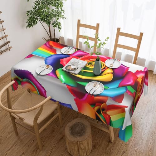 DKGOHLP Tischdecke mit Regenbogen-Rosen-Motiv, 137 x 183 cm, knitterfrei, Esstischtuch für Tische für Weihnachtsfeiern DKGOHLP Tischdecke mit Regenbogen-Rosen-Motiv, 137 x 183 cm, knitterfrei, Esstischtuch für Tische für Weihnachtsfeiern von DKGOHLP
