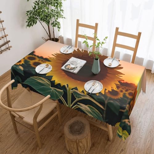 DKGOHLP Tischdecke mit Sonnenblumen- und Sonnenuntergangsdruck, 137 x 183 cm, knitterfrei, Esstischtuch für Tische für Weihnachtsfeiern DKGOHLP Tischdecke mit Sonnenblumen- und Sonnenuntergangsdruck, 137 x 183 cm, knitterfrei, Esstischtuch für Tische für Weihnachtsfeiern von DKGOHLP