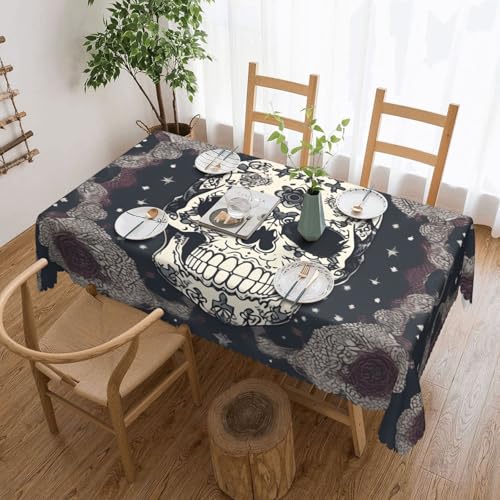 DKGOHLP Tischdecke mit Totenkopf-Motiv und Yoga- und Blumendruck, 137 x 183 cm, knitterfrei, Esstischtuch für Tische für Weihnachtsfeiern DKGOHLP Tischdecke mit Totenkopf-Motiv und Yoga- und Blumendruck, 137 x 183 cm, knitterfrei, Esstischtuch für Tische für Weihnachtsfeiern von DKGOHLP