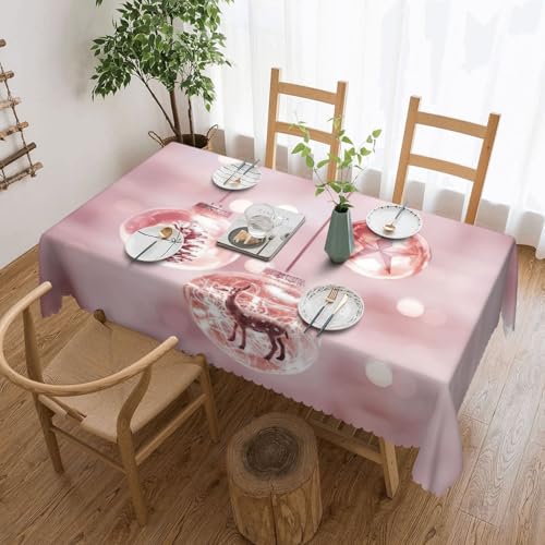 DKGOHLP Tischdecke mit Weihnachtsball-Druck, knitterfrei, für Tische für Weihnachtsfeiern, 137 x 183 cm, Rosa DKGOHLP Tischdecke mit Weihnachtsball-Druck, knitterfrei, für Tische für Weihnachtsfeiern, 137 x 183 cm, Rosa von DKGOHLP
