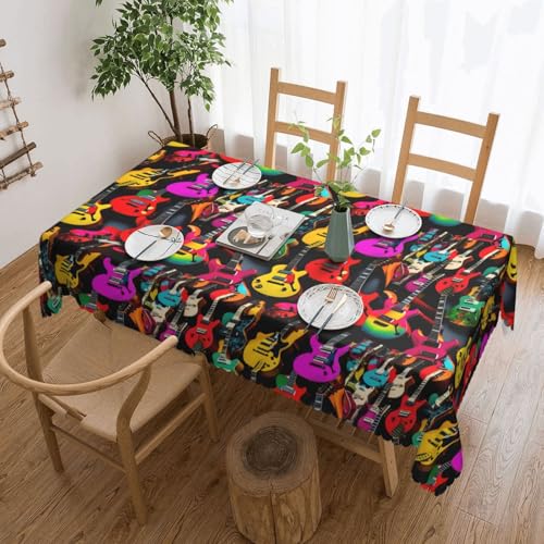 DKGOHLP Tischdecke mit buntem Gitarrendruck, 137 x 183 cm, knitterfrei, Esstischtuch für Tische für Weihnachtsfeiern DKGOHLP Tischdecke mit buntem Gitarrendruck, 137 x 183 cm, knitterfrei, Esstischtuch für Tische für Weihnachtsfeiern von DKGOHLP
