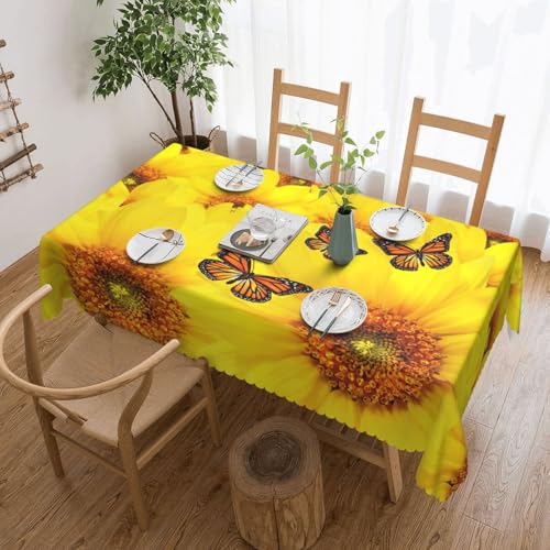 DKGOHLP Tischdecke mit gelben Blumen und Schmetterlingen, 137 x 183 cm, knitterfrei, Esstischtuch für Tische für Weihnachtsfeiern DKGOHLP Tischdecke mit gelben Blumen und Schmetterlingen, 137 x 183 cm, knitterfrei, Esstischtuch für Tische für Weihnachtsfeiern von DKGOHLP