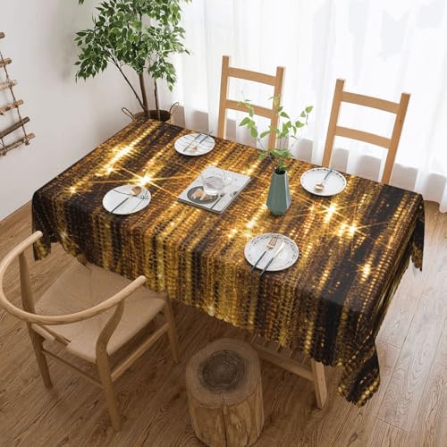 DKGOHLP Tischdecke mit goldfarbenem Pailletten-Druck, 137 x 183 cm, knitterfrei, Esstischtuch für Tische für Weihnachtsfeiern DKGOHLP Tischdecke mit goldfarbenem Pailletten-Druck, 137 x 183 cm, knitterfrei, Esstischtuch für Tische für Weihnachtsfeiern von DKGOHLP