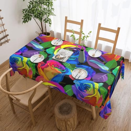 DKGOHLP Tischdecke mit mehrfarbigen Rosen, 137 x 183 cm, knitterfrei, Esstischtuch für Tische für Weihnachtsfeiern DKGOHLP Tischdecke mit mehrfarbigen Rosen, 137 x 183 cm, knitterfrei, Esstischtuch für Tische für Weihnachtsfeiern von DKGOHLP