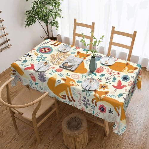 DKGOHLP Tischdecke mit niedlichem Blumenmuster, 137 x 183 cm, knitterfrei, Esstischtuch für Tische für Weihnachtsfeiern von DKGOHLP