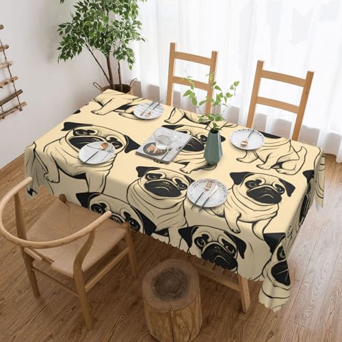 DKGOHLP Tischdecke mit niedlichem Mops-Aufdruck, 137 x 183 cm, knitterfrei, Esstischtuch für Tische für Weihnachtsfeiern DKGOHLP Tischdecke mit niedlichem Mops-Aufdruck, 137 x 183 cm, knitterfrei, Esstischtuch für Tische für Weihnachtsfeiern von DKGOHLP