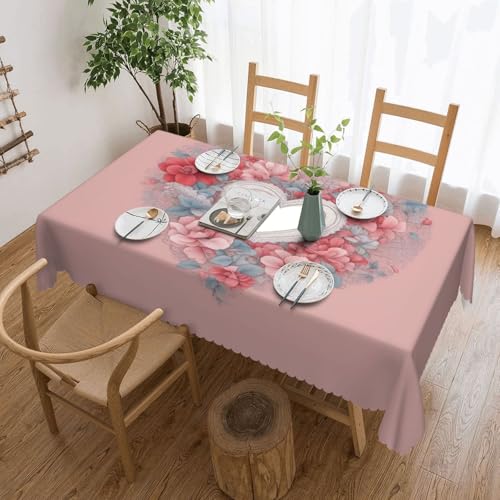 DKGOHLP Tischdecke mit romantischem Herzmuster, 137 x 183 cm, knitterfrei, Esstischtuch für Tische für Weihnachtsfeiern DKGOHLP Tischdecke mit romantischem Herzmuster, 137 x 183 cm, knitterfrei, Esstischtuch für Tische für Weihnachtsfeiern von DKGOHLP