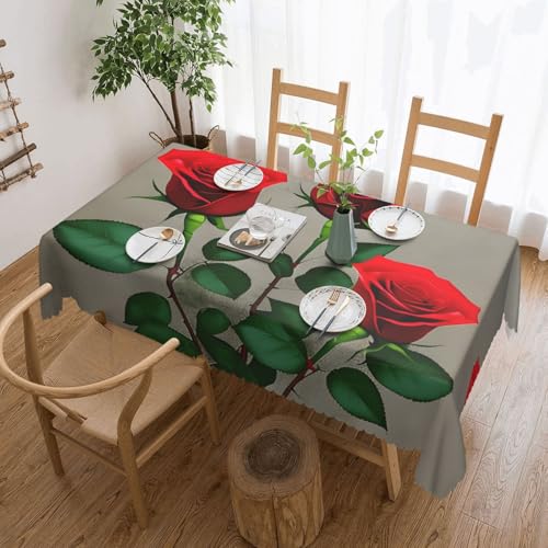 DKGOHLP Tischdecke mit roten Rosen-Blumen, 137 x 183 cm, knitterfrei, Esstischtuch für Tische für Weihnachtsfeiern DKGOHLP Tischdecke mit roten Rosen-Blumen, 137 x 183 cm, knitterfrei, Esstischtuch für Tische für Weihnachtsfeiern von DKGOHLP