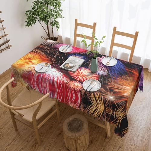 DKGOHLP Tischdecke mit schönem Feuerwerk-Druck, 137 x 183 cm, knitterfrei, Esstischtuch für Tische für Weihnachtsfeiern DKGOHLP Tischdecke mit schönem Feuerwerk-Druck, 137 x 183 cm, knitterfrei, Esstischtuch für Tische für Weihnachtsfeiern von DKGOHLP