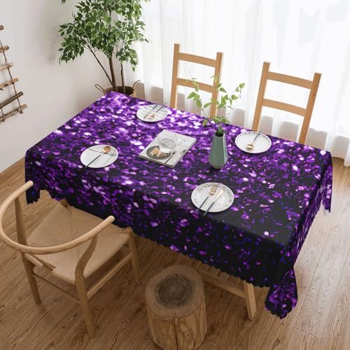 DKGOHLP Tischdecke mit schönem violettem Glitzer-Druck, 137 x 183 cm, knitterfrei, Esstischtuch für Tische für Weihnachtsfeiern DKGOHLP Tischdecke mit schönem violettem Glitzer-Druck, 137 x 183 cm, knitterfrei, Esstischtuch für Tische für Weihnachtsfeiern von DKGOHLP